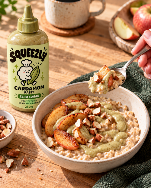 Squeezly Cardamom Paste över gröt med äpple, 250 g.